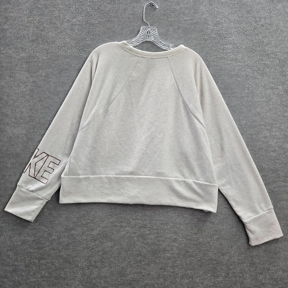 Nike Women Sweatshirt‎ XL White Center Swoosh Dri Fit Cropped Logo Pullover